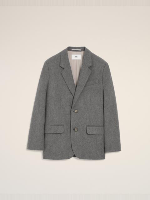 GREY WOOL LOOSE SINGLE BREASTED JACKET