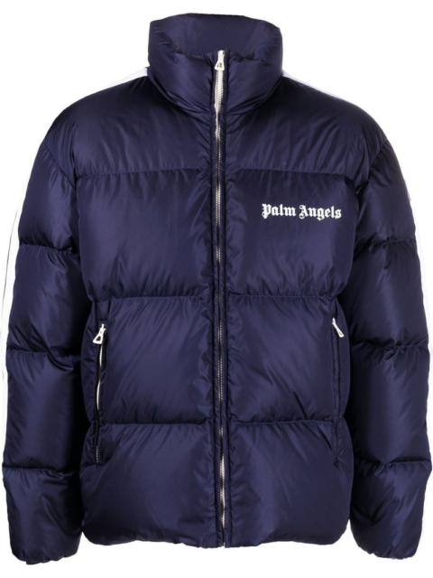 PALM ANGELS Logo-print Padded Jacket Navy Blue/White