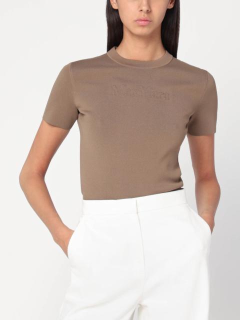 Hazelnut-coloured T-shirt in viscose crêpe