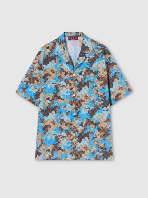 Printed cotton poplin bowling shirt