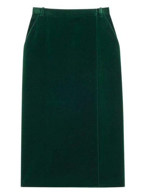 velvet midi skirt