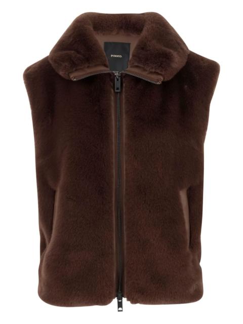 faux-fur zip-up gilet
