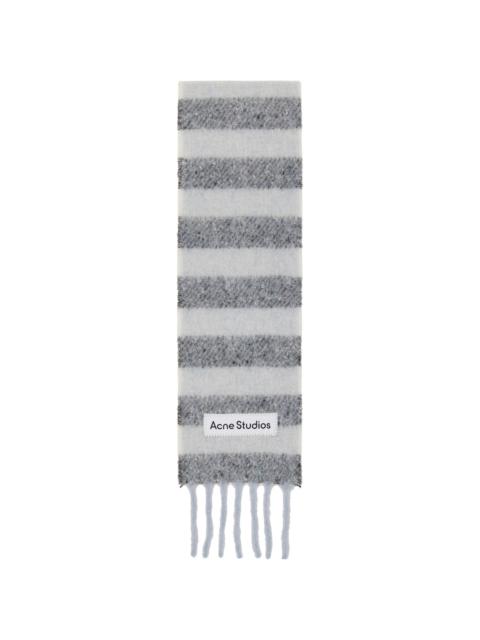Gray Skinny Fringe Wool Scarf