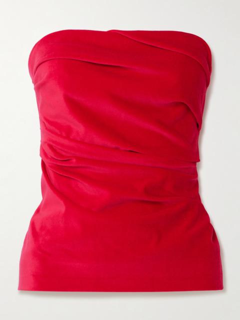Izel Stretch-cotton And Modal-blend Velvet Bandeau Top