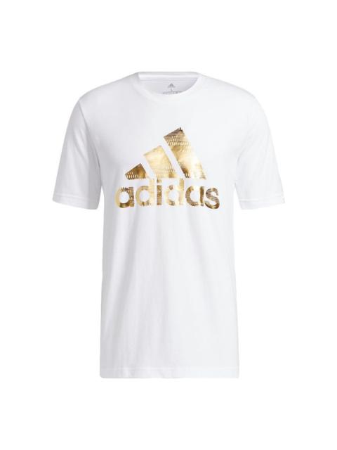 adidas M Fl Lg T Bronzing Logo Printing Sports Short Sleeve White GL3703