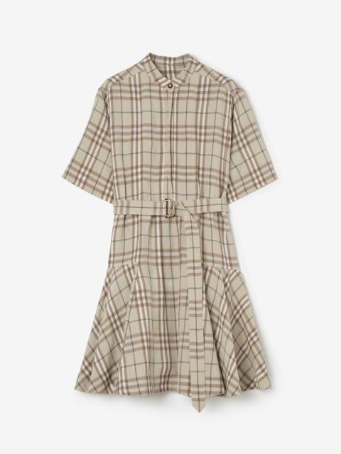 Check Linen Blend Dress
