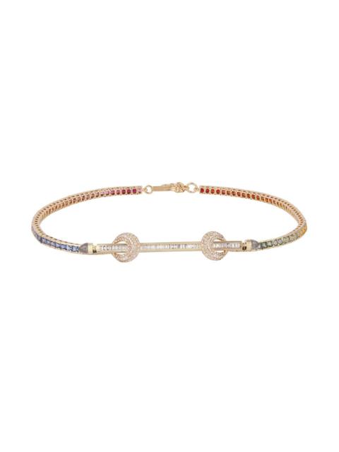 Rainbow Diamond Chakra Tennis Necklace - Yellow Gold
