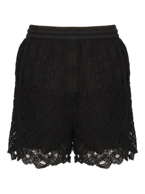 lace scalloped-hem shorts