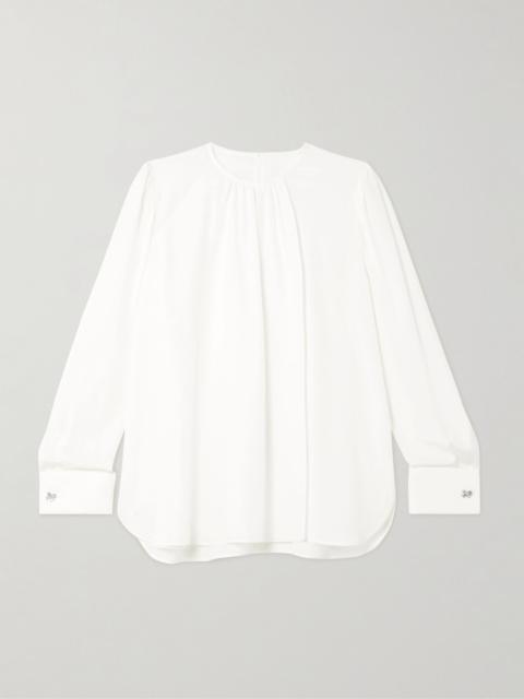 Carol gathered silk blouse White