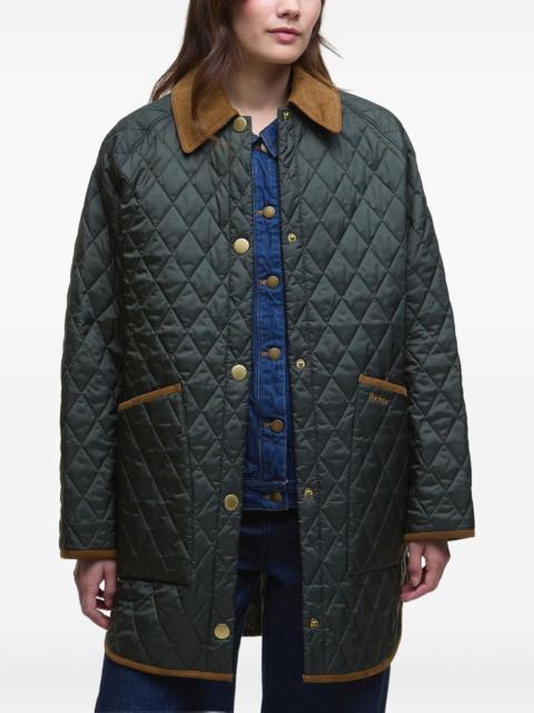 quilted corduroy-collar coat