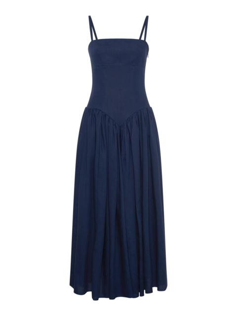 Oriana Drop-Waist Linen Dress navy