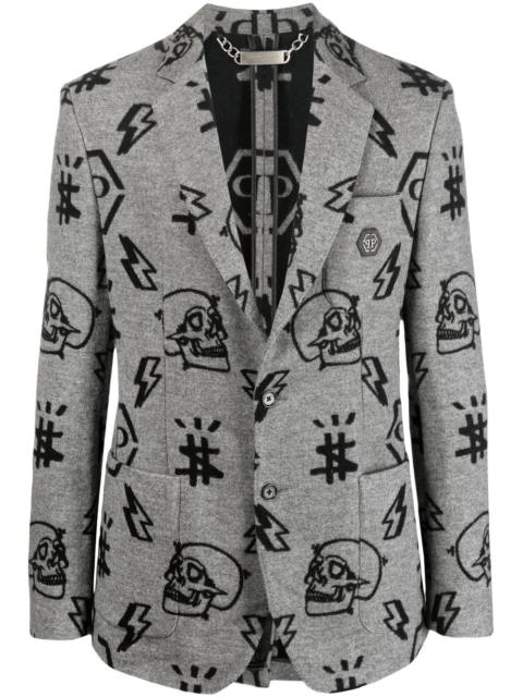 graphic-print blazer