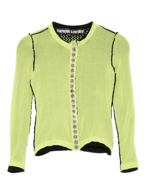 fishnet-layer cardigan