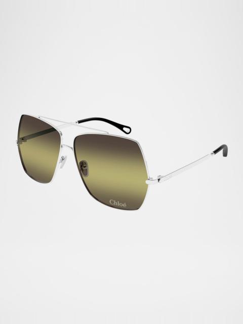 Gradient Aviator Metal Sunglasses