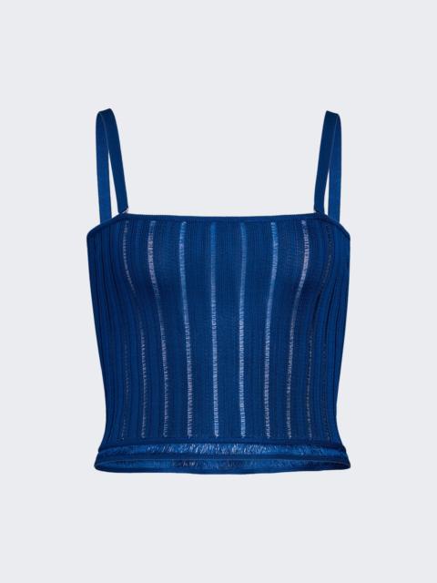 Crino Knit Top Blue Canard