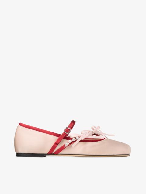 Loli Ballerina
Macaron and Ruby Red Satin Ballerina Flats with Satin Bows