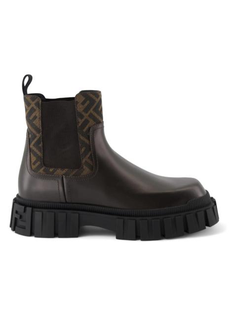 Fendi Leather Ankle Boot Black Brown