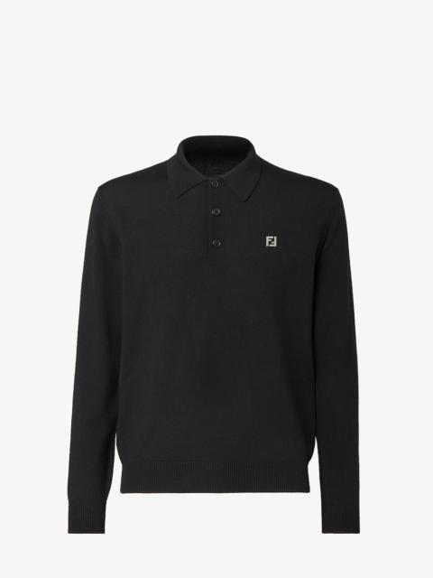 Polo shirt Black wool polo shirt