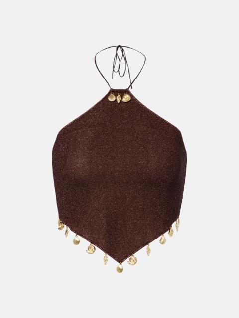 Lumière beaded halterneck top