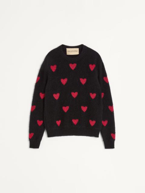 MOHAIR WOOL AND LUREX SWEATER WITH HEART JACQUARD PATTERN