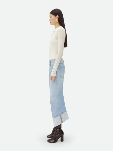 Curved Shape Light Bleached Denim
