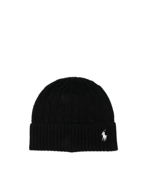 cable-knit wool beanie hat