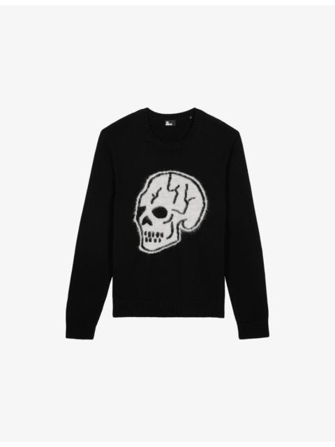 Skull-Motif Crewneck Cotton Jumper