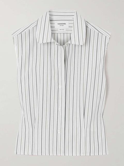 Cropped striped cotton-poplin shirt
