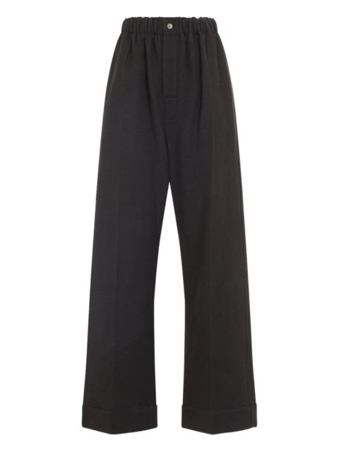 elasticated-waist cuffed straight trousers