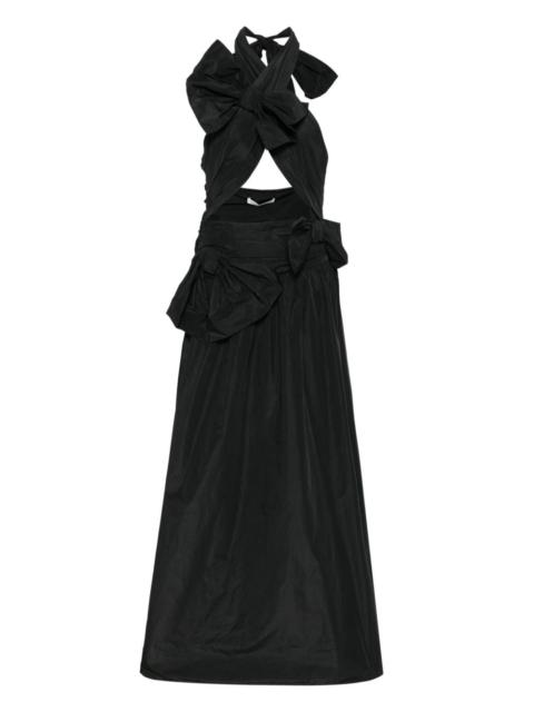 drape bow maxi dress