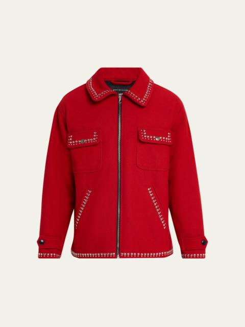 COÛT DE LA LIBERTÉ Men&rsquo;s Memphis Wool Studded Full-Zip Blouson | REVERSIBLE