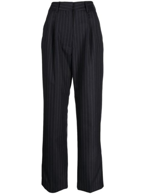 high-waisted pinstripe-pattern wool trousers
