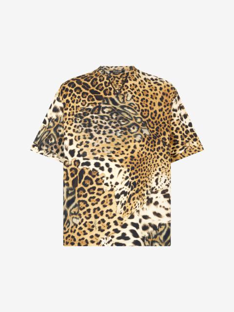 Cotton T-Shirt with Animal Print