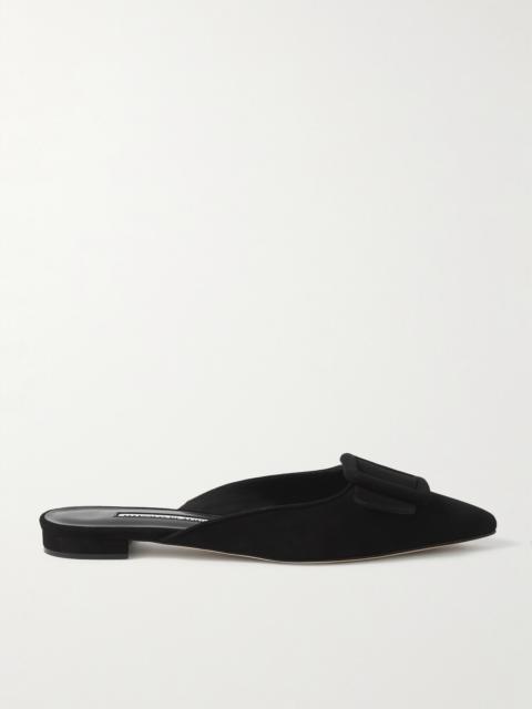 Maysale Buckled Suede Point-toe Flats