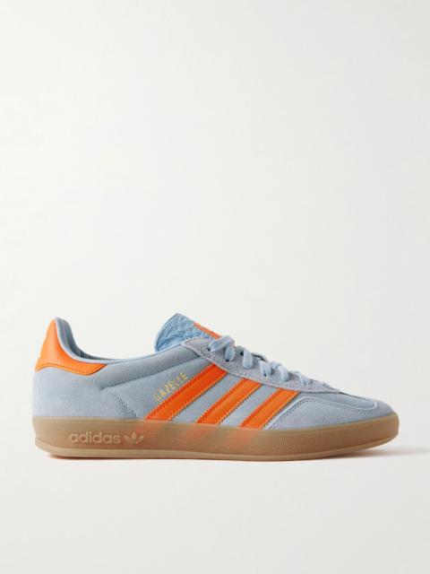 Gazelle Indoor Leather-Trimmed Suede Sneakers Sky blue