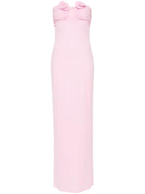 floral-appliquÃ© strapless dress