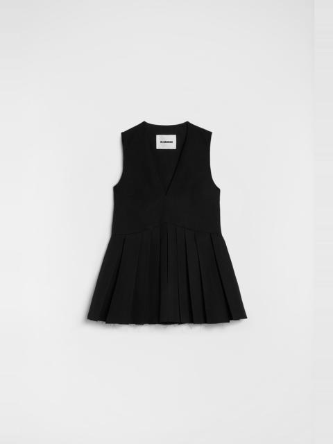 Wool Gabardine Pleated Top