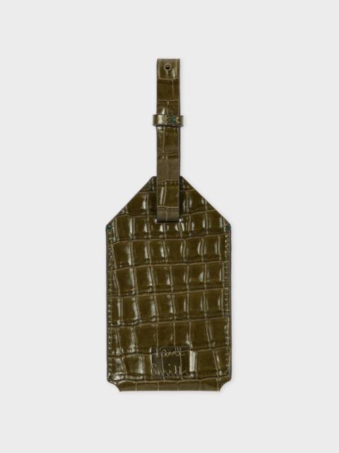 Khaki Croc-Emboss Luggage Tag