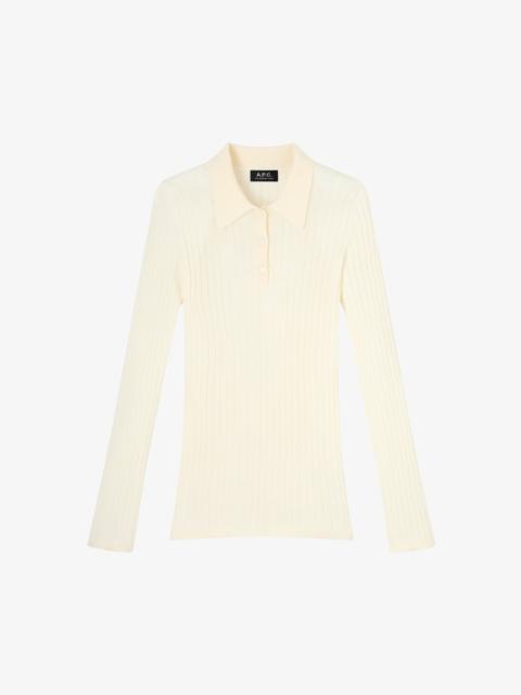 NARROW-RIB SWEATER WITH POLO SHIRT COLLAR