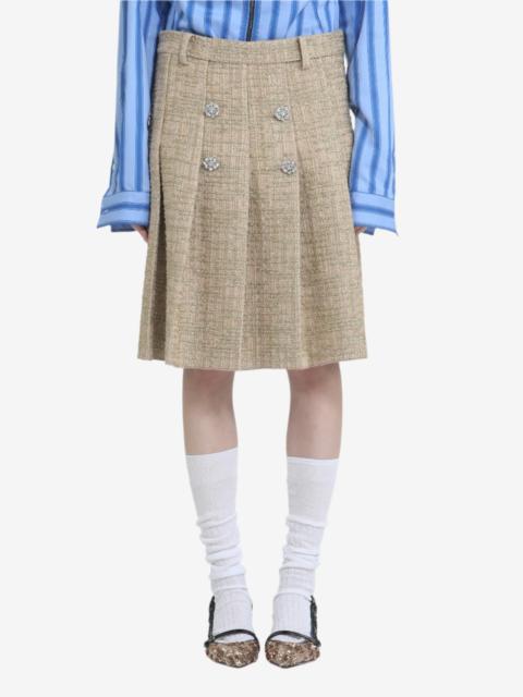 PLEATED SKIRT WITH BELT LOOPS AND JEWEL BUTTONS