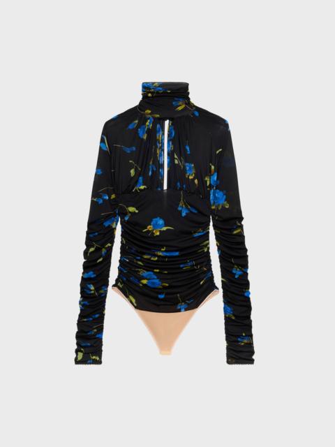 ROSE-PRINT JERSEY BODYSUIT WITH CUT-OUT