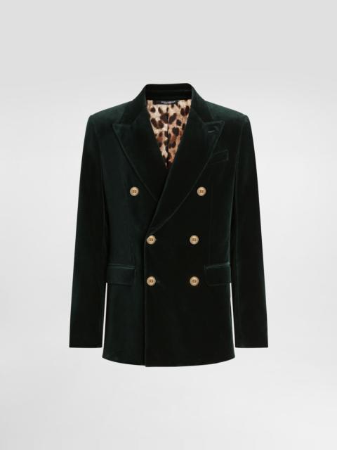 Double-breasted sicilia light cotton velvet jacket