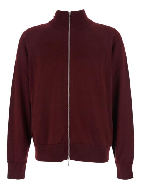 zip-up high-neck cardigan