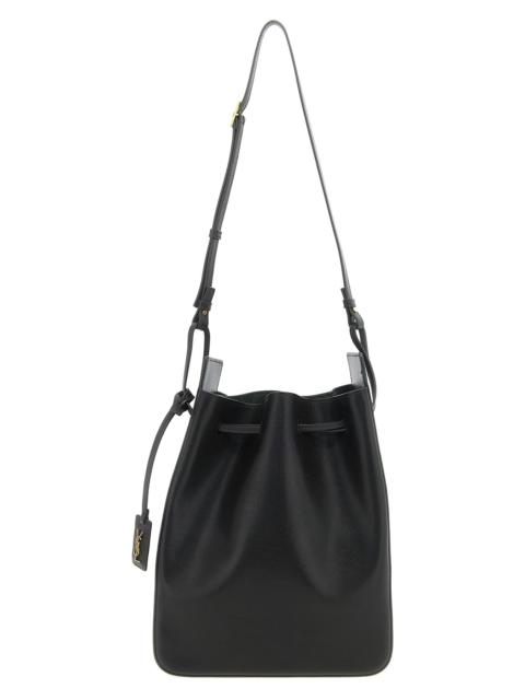 Large leather bucket bag