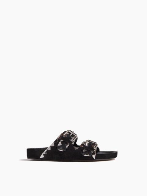 Lennyo Suede Sandal in Black/Silver