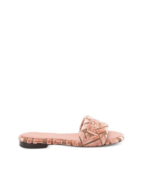 logo-motif velvet sandals