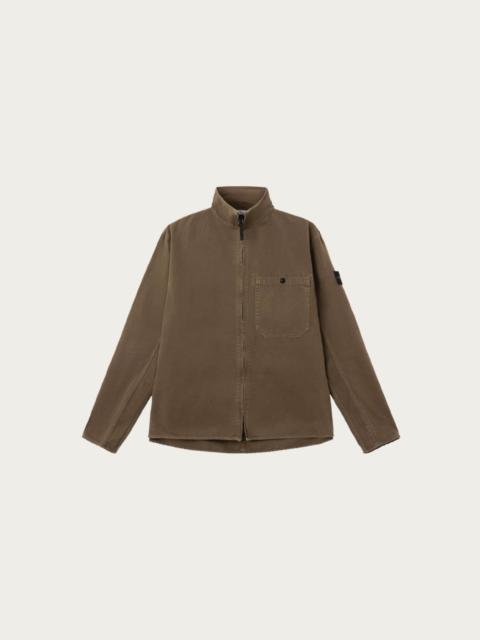 Organic Cotton Panama "Old" Effect Overshirt - Earth of Shadow