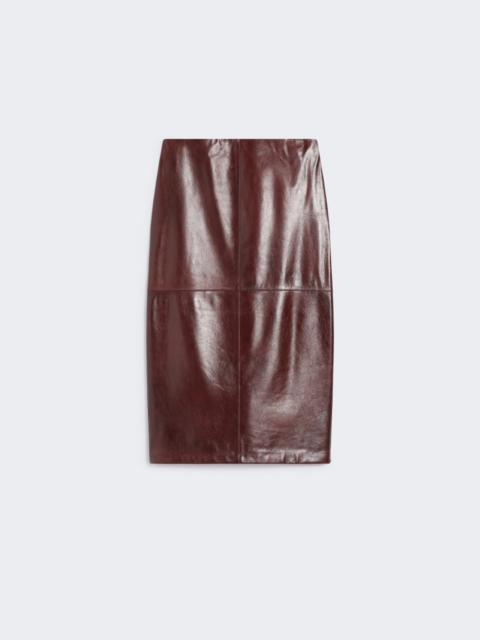 Midi leather skirt - BORDEAUX