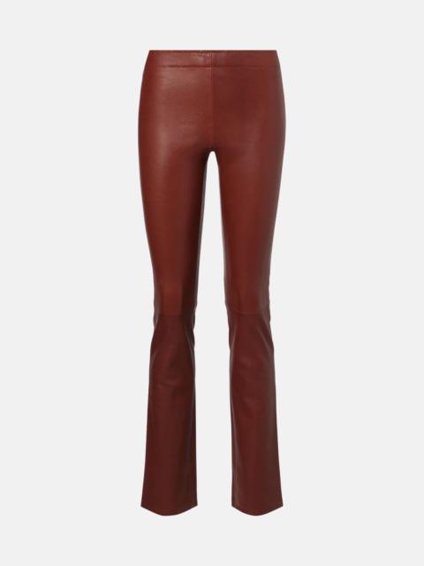JP Long leather flared pants