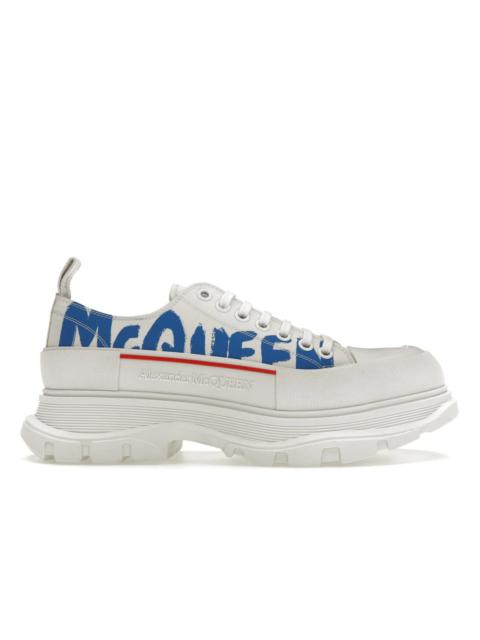 Alexander McQueen Tread Slick Low Lace Up Graffiti White White Blue